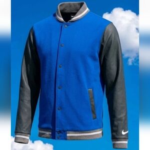 $230 Nike Team Letterman Football Bomber Jacket Blue